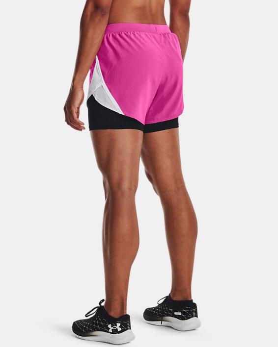 Women's UA Fly-By 2.0 2-in-1 Shorts, Pink, pdpMainDesktop image number 1